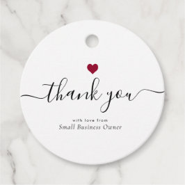 Modern Vielen Dank, Script Red Heart Small Busines Geschenkanhänger