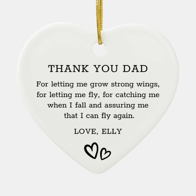 Modern Vielen Dank, Vater Black Hand Drawn Hearts Keramik Ornament (Vorne)