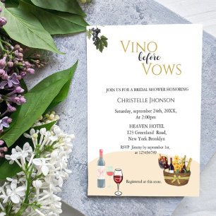 Modern Vino before vows bridal shower invitation Einladung