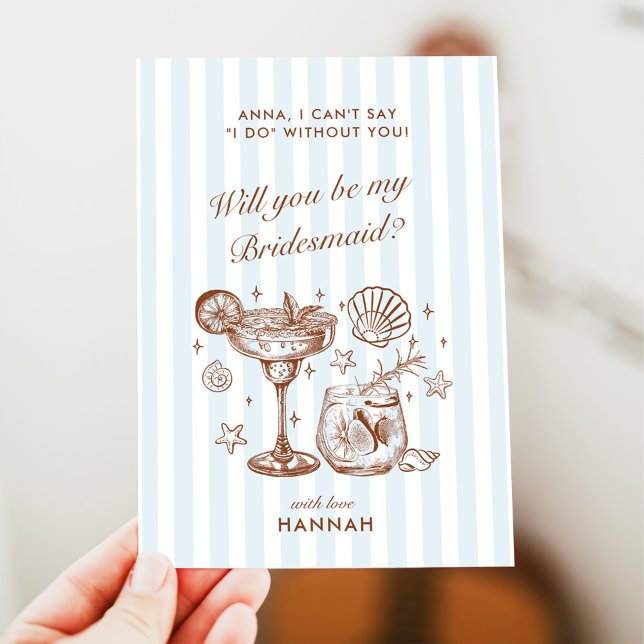 Modern Vintage Blue Bridesmaid Proposal Card Einladung (Von Creator hochgeladen)