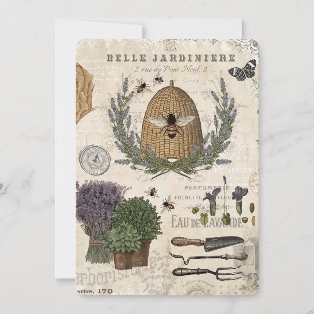Modern Vintage French Farmhouse Einladung (Vorderseite)