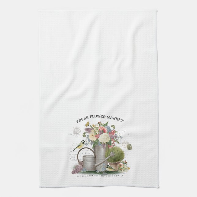 Modern Vintage french farmhouse flower garden Geschirrtuch (Vertikal)