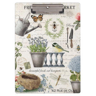 Modern Vintage french farmhouse flower garden Klemmbrett