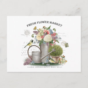 Modern Vintage french farmhouse flower garden Postkarte