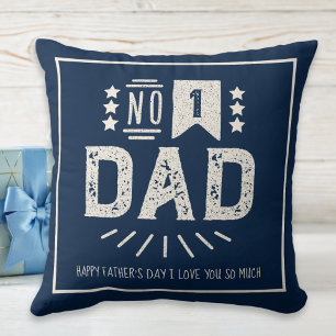 Modern Vintage Navy Blau Cream Beste Vatertag Kissen