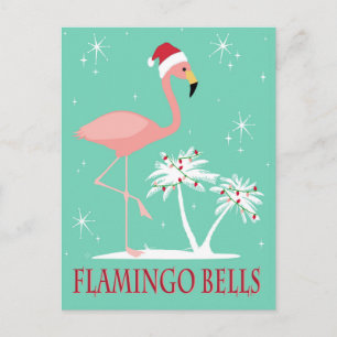 MODERN VINTAGE RETRO CHRISTMAS FLAMINGO POSTKARTE
