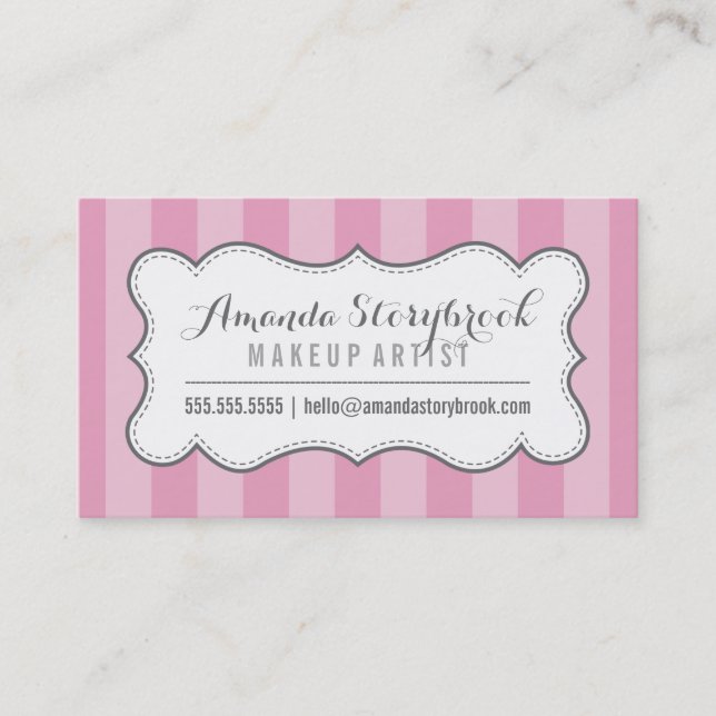 MODERN VINTAGE Streifen Muster trendy rosa grau Visitenkarte (Vorderseite)