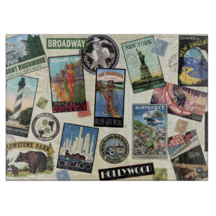 Modern Vintage Travel USA Schneidebrett
