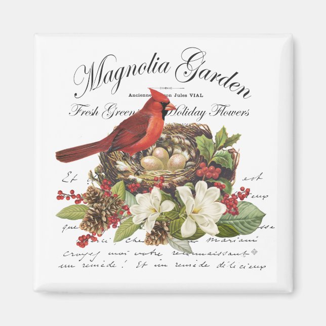 Modern Vintage Weihnachten Kardinal Magnet (Vorne)