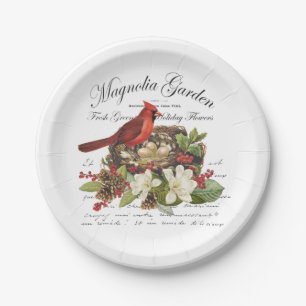 Modern Vintage Weihnachten Kardinal Pappteller