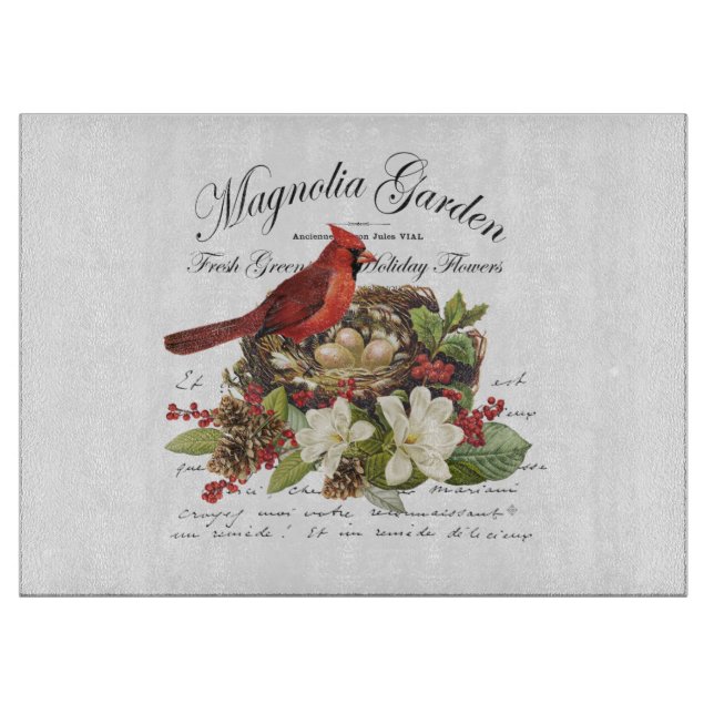 Modern Vintage Weihnachten Kardinal Schneidebrett (Vorderseite)