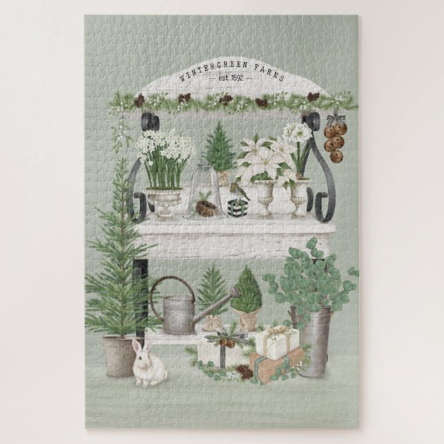 Modern vintage winter garden cart jigsaw puzzle (Vertikal)