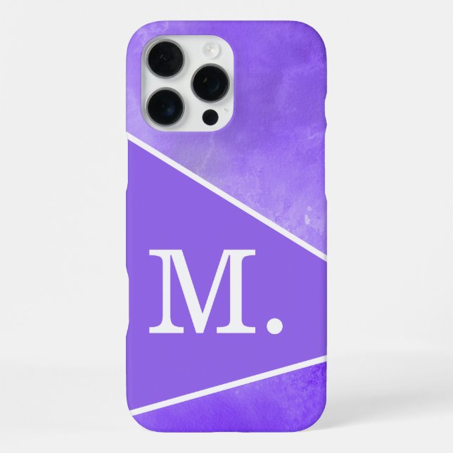 Modern Violet Blue Monogram iPhone 16 Pro Max Hülle (Rückseite)