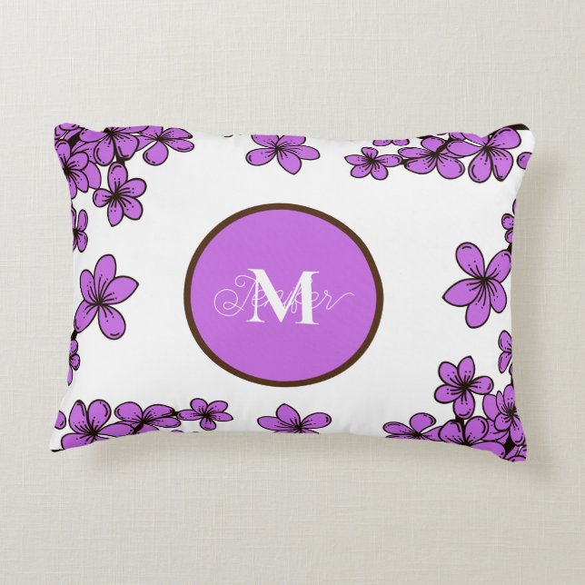 Modern Violet Monogram Dekokissen (Rückseite)
