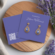 Modern Violet White QR Code Earring Display Card