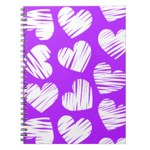 Modern Violett Weiß Doodled Herz Valentinstag Notizblock