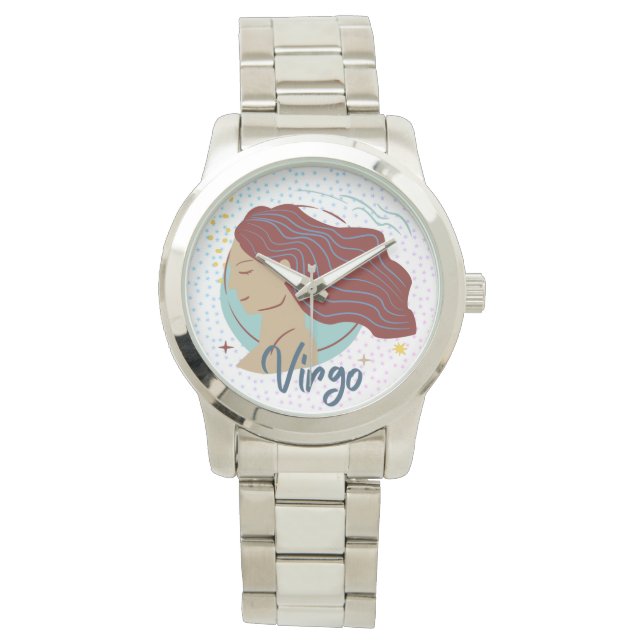 Modern Virgo Woman Zodiac Armbanduhr (Vorderseite)