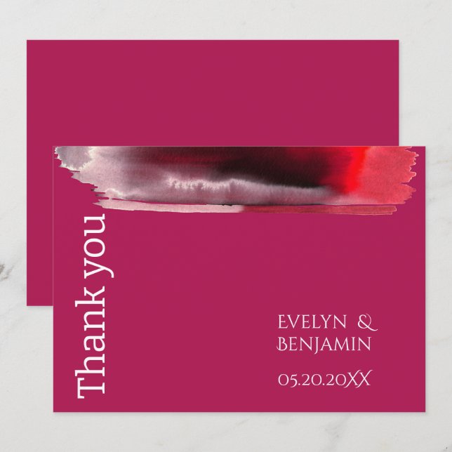 Modern Viva Magenta Dankeskarte (Vorne/Hinten)