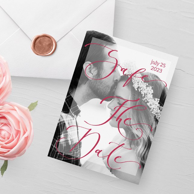 Modern viva magenta Foto Elegante Einladung (Von Creator hochgeladen)