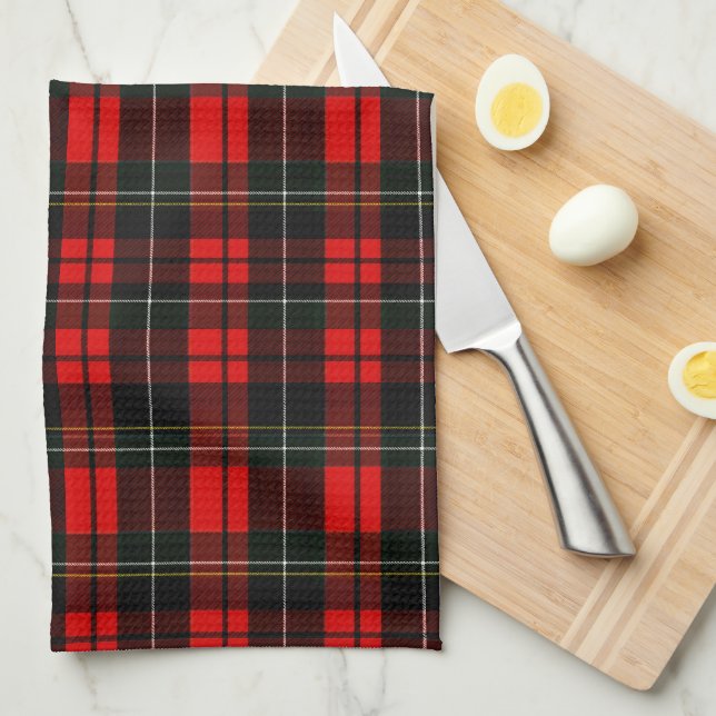 Modern Wallace Red Scottish Tartan Plaid Geschirrtuch (Viertel Falte)