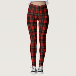 Modern Wallace Red Scottish Tartan Plaid Pattern Leggings