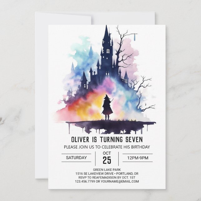 Modern Wand Wielder Wizard Birthday Einladung (Vorderseite)