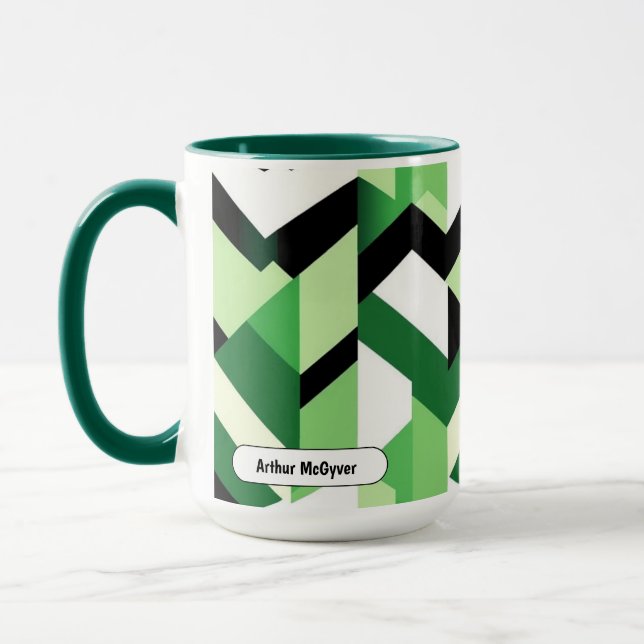 Modern Wasabi Green Block Chevron Design Tasse (Links)