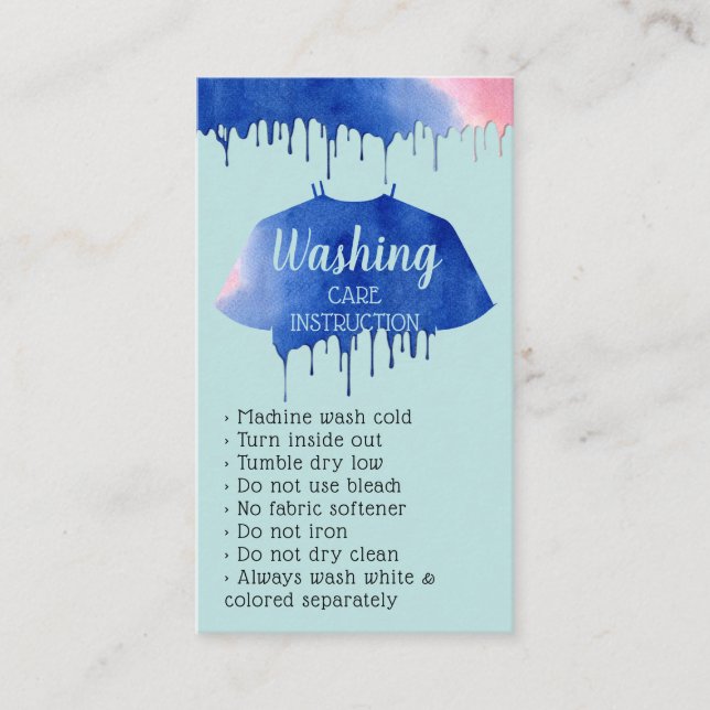 Modern Washing Instructions Clothing Shirt CaRES Visitenkarte (Vorderseite)
