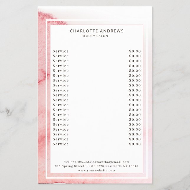 Modern Wasserfarbe Abstrakt Weiß Rosa Flyer (Vorne)