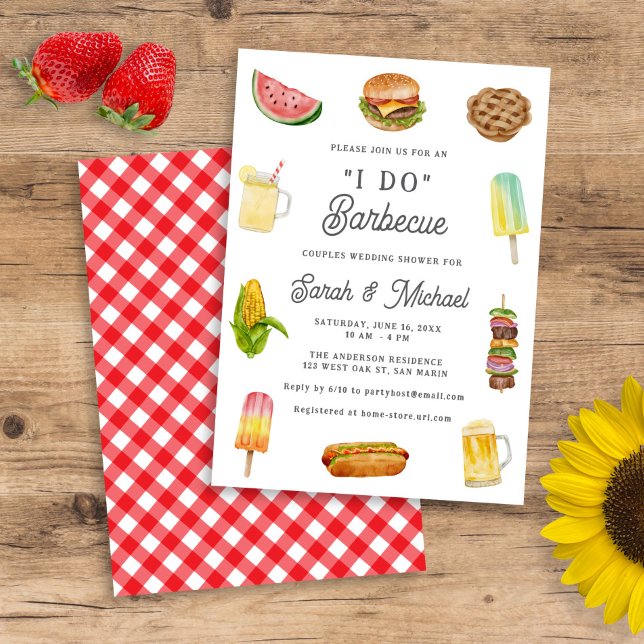 Modern Watercolor Barbecue BBQ Wedding Shower Einladung (Von Creator hochgeladen)