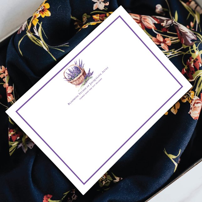 Modern Watercolor Blume Shop Lavendel Mitteilungskarte (Von Creator hochgeladen)