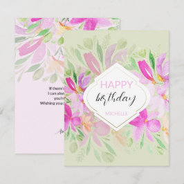 Modern Watercolor Boho Lilac Floral Karte