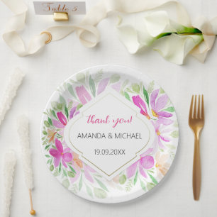 Modern Watercolor Boho Lilac Floral Pappteller