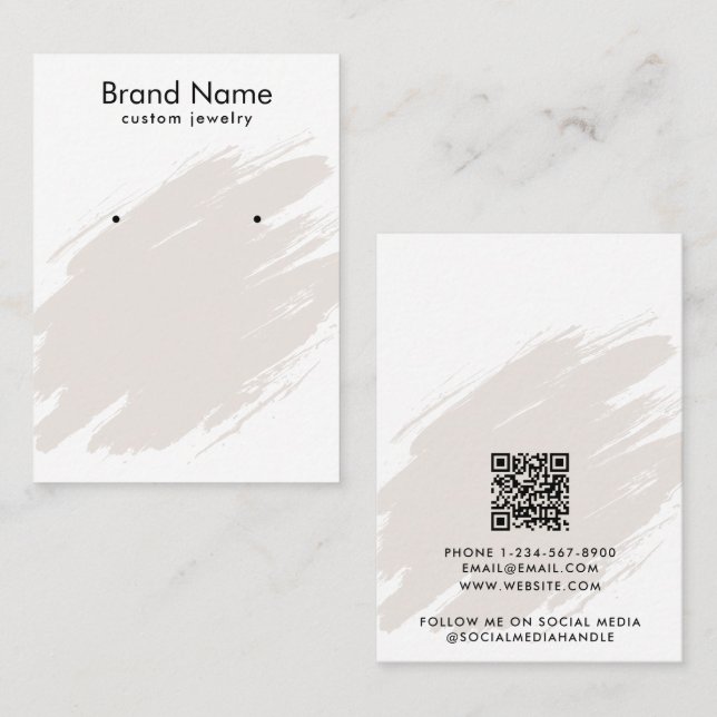 Modern Watercolor Brown Jewelry Display Card Visitenkarte (Vorne/Hinten)