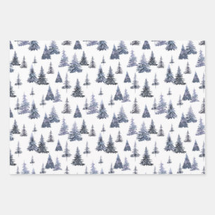 Modern Watercolor Christmas Green Pine Tree Wrappi Geschenkpapier Set