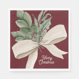 Modern Watercolor Christmas Greenery Serviette