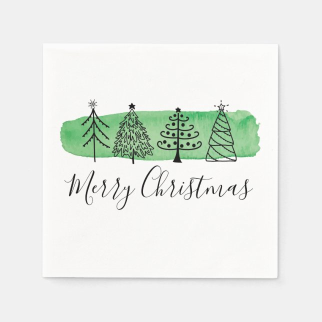 Modern Watercolor Christmas Napkins Serviette (Vorderseite)