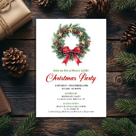 Modern Watercolor Christmas Wreath Party Card Einladung