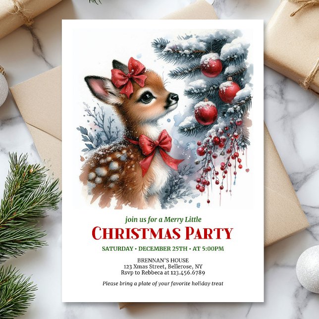 Modern watercolor deer snowy forest Christmas  Einladung (Modern watercolor deer snowy forest Christmas invitation

)