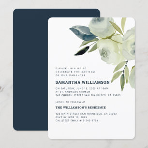 Modern Watercolor Floral Taufe Einladung