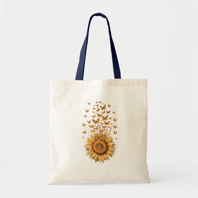 Modern Watercolor Gelbe Sonnenblume Schmetterling Tragetasche (Vorne)