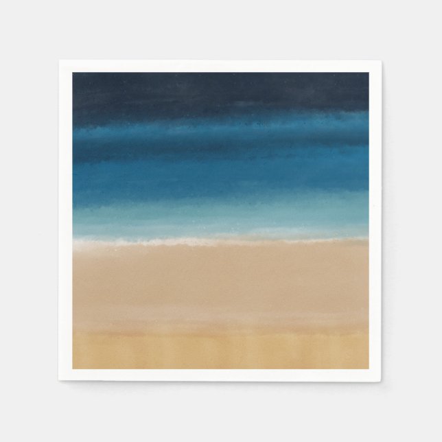 Modern Watercolor Gold Blue Beach Serviette (Vorderseite)
