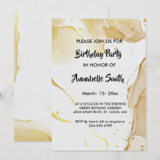 Modern Watercolor Gold Einladung zum Geburtstag