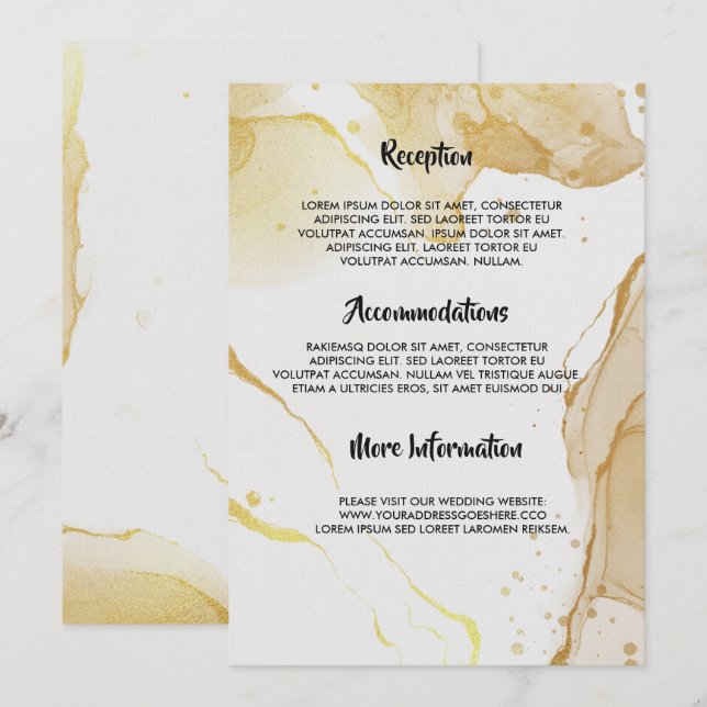 Modern Watercolor Gold Hochzeitsprogramm Einladung (Vorne/Hinten)