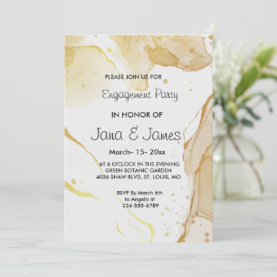 Modern Watercolor Gold Verlobung Einladung