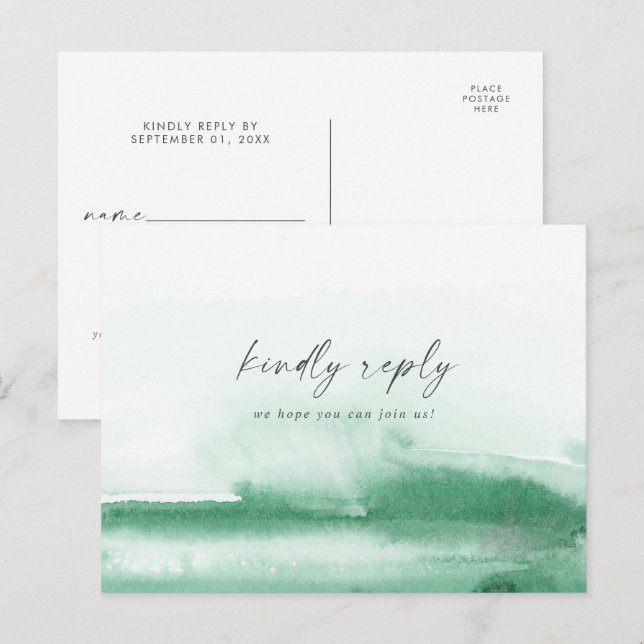 Modern Watercolor Green Song Request UAWG Postcard Einladungspostkarte (Vorne/Hinten)