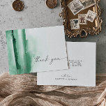 Modern Watercolor Green Thank | You Card Dankeskarte<br><div class="desc">This modern watercolor green thank you card is perfect for a stylish contemporary wedding. The minimalist, classic and elegant design collection feys simple water color paint brush strokes in pretty jewel tones. Personalize the back of the card with your names, and thank you message. Alternatively, leave the thank you template...</div>