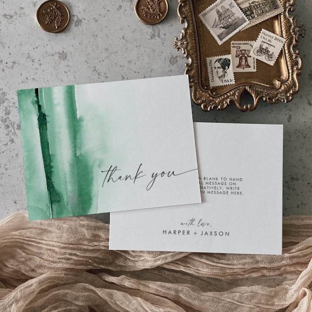 Modern Watercolor Green Thank | You Card Dankeskarte (Von Creator hochgeladen)