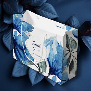 Modern Watercolor Indigo Personalisiert Große Geschenktüte
