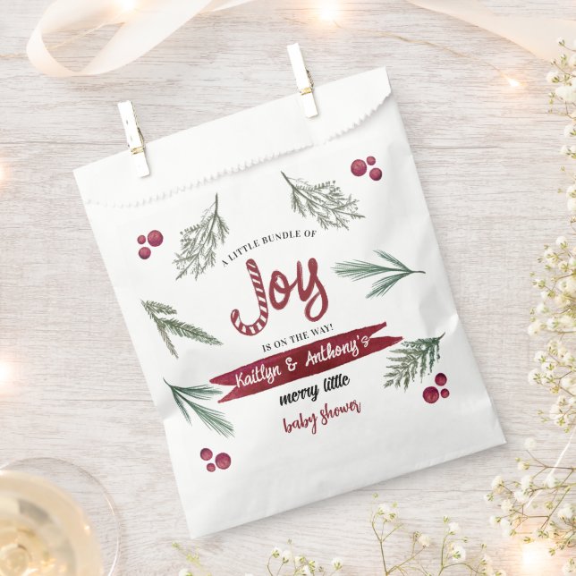 Modern Watercolor "Joy" Candy Cane Baby Shower Geschenktütchen (Ausgeschnitten)